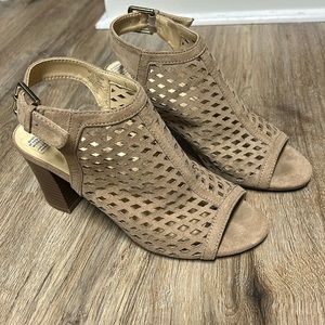 Tan heels.  Size 5